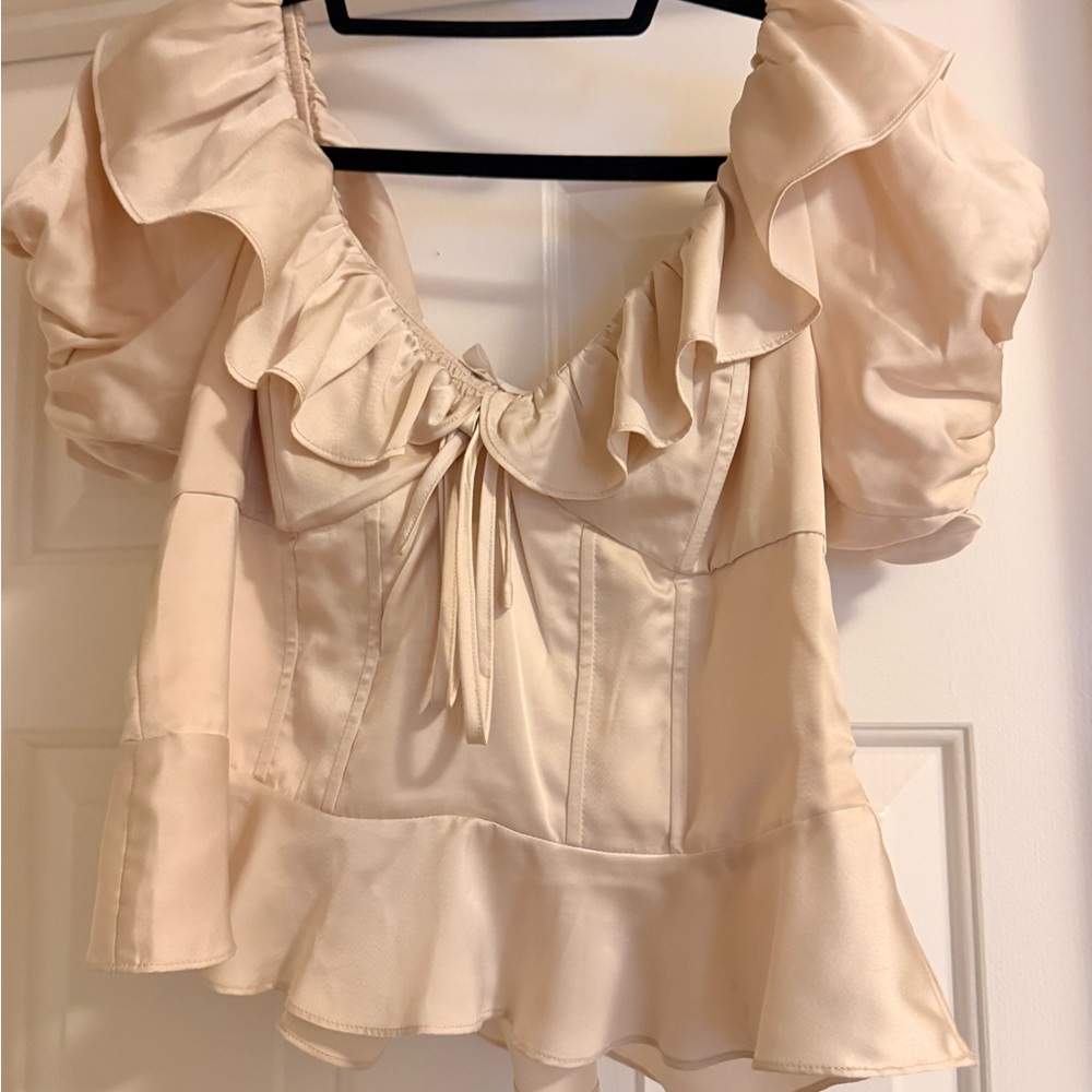 Astr Cream Ruffle Blouse